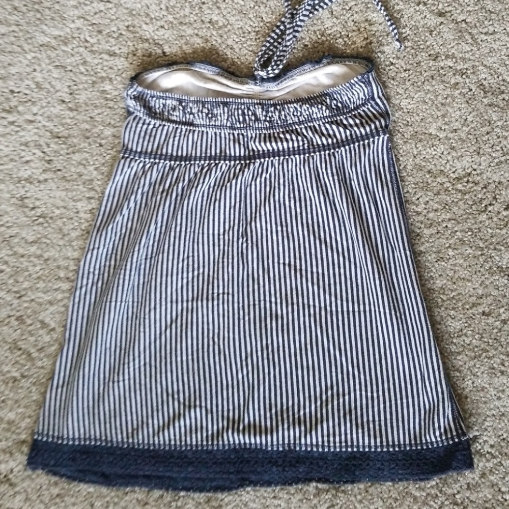 COPY - Navy blue and white striped strapless top - Picture 4 of 4